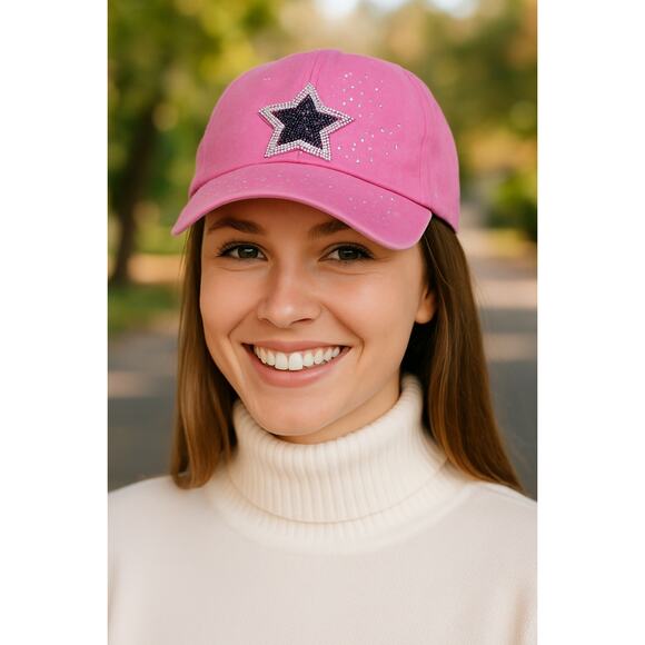 Handmade Rhinestone Shooting Star Bling Streetwear Baseball Cap Hat - Picture 2 of 9